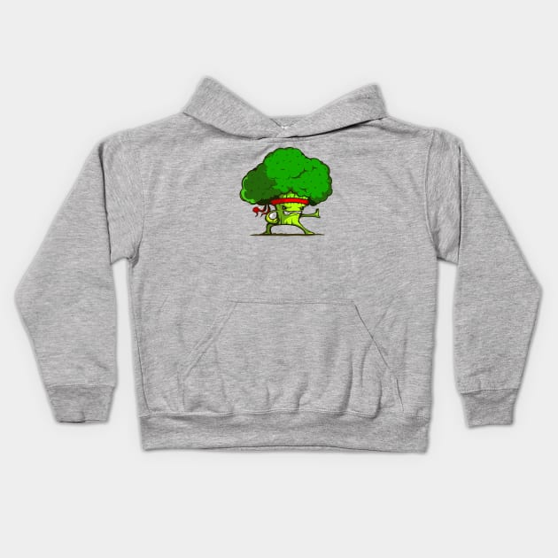 Kung Fu Broccoli Kids Hoodie by extrinsiceye